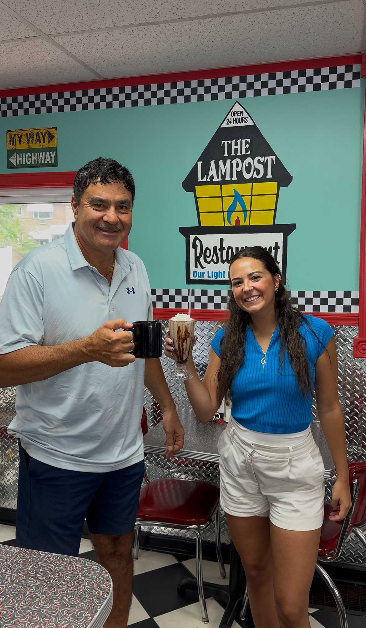 Owner Tony Jaber and his daughter Kortlin at The Lampost diner in Ellet, Akron
